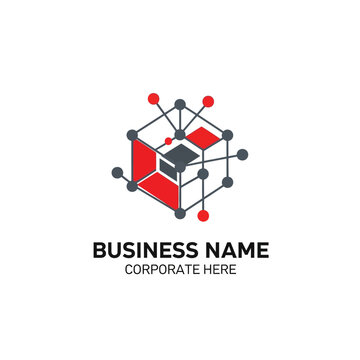 Abstract Geometric Network Cube Logo Design For Business Technology