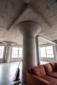 Flared Concrete Mushroom Column Capital Meeting Board Marked Ceiling