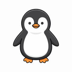 Obraz premium Cute cartoon penguin waving cheerfully