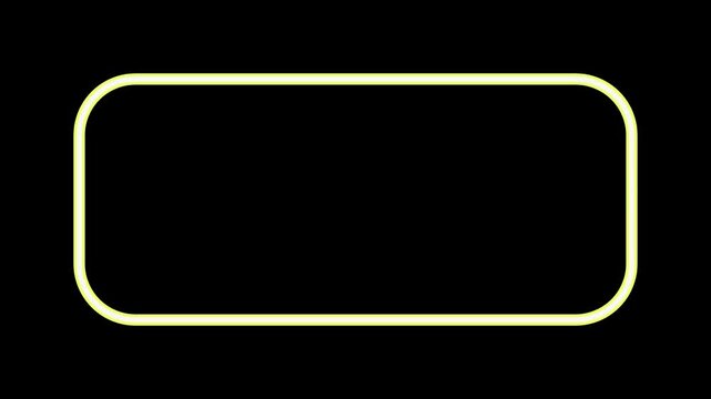 A simple, glowing, rounded rectangular frame on a black background, creating a modern graphic element.