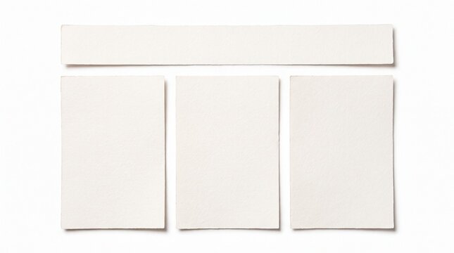 A clean, minimalist composition featuring three rectangular cards arranged below a horizontal bar, evoking a sense of modern design and structured layout.