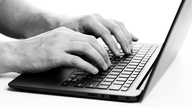 Hands typing on a laptop keyboard