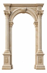 Obraz premium Ornate classical stone arch with columns isolated on white