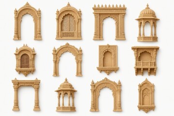 Obraz premium Collection of ornate carved architectural arch frames