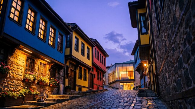 Odunpazarı Timber Houses &mdash; warm interior light picks out the painted woodwork, Eskişehir