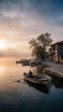 G&ouml;lyazı Fishing Village, Bursa: a lake peninsula village of old houses and moored fishing