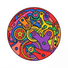 Fototapeta premium Flat Vector Illustration of Colorful Interlocking Watch Gears