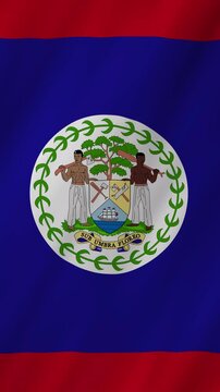 Belize flag waving in the wind 4K animation vertical video
