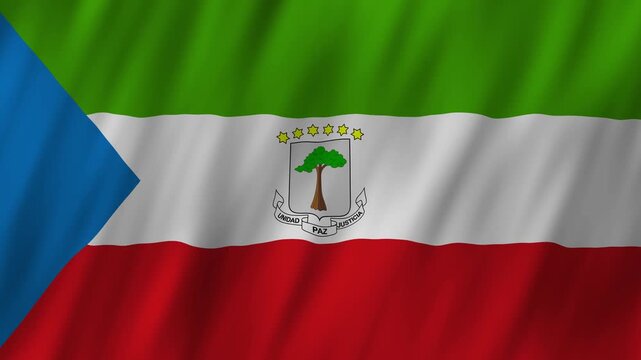 Equatorial Guinea flag waving in the wind 4K animation background