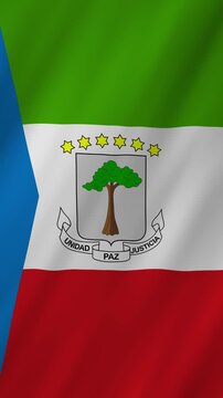 Equatorial Guinea flag waving in the wind 4K animation vertical video