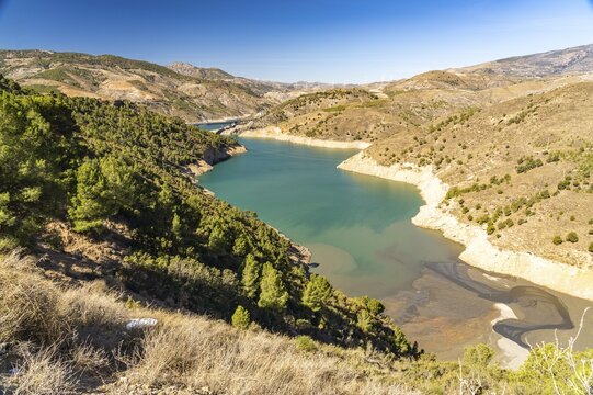 The R&iacute;o Guadalfeo Dam Embalse de Rules or Rules Reservoir, Sierra Nevada, Andalusia, Spain