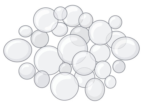 Cluster of transparent soap bubbles isolated on a transparent background
