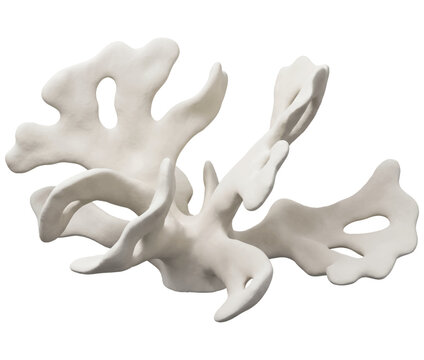 Decorative white coral sculpture isolated on a clean white background