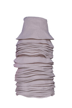 Stack of blank cotton bucket hats