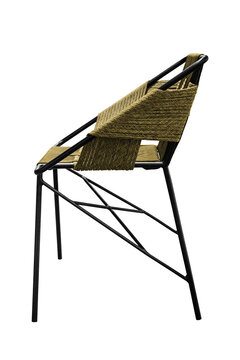 Modern outdoor lounge metal frame and woven rope seat