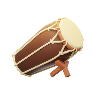 3D Render of Traditional Indonesian Bedug Drum Instrument Isolated