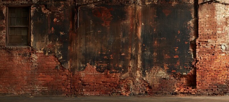 Aged Vintage Brick Wall Texture With Weathered Dark Grungy Surface Pattern Weather Protection Mural