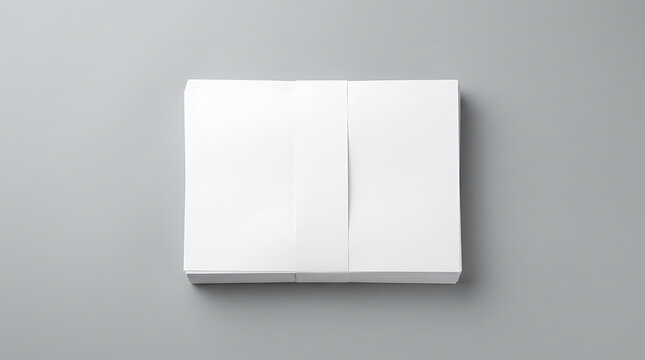 Blank White Paper Ream Pack Mockup Isolated On Clean Grey Background Top View Minimalist Office Supply Presentation