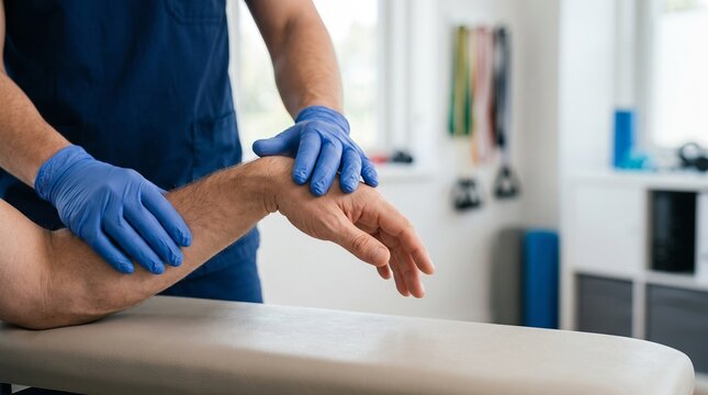 Clinician Assessing Wrist Flexion Range of Motion
