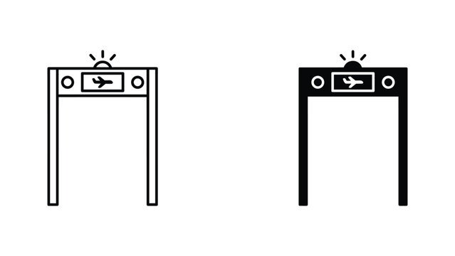 Airport metal detector security gate icons vector illustration