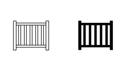 Obraz premium Wooden fence panel vector icon set with line and solid styles