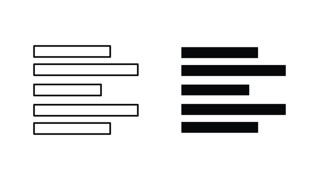 Text alignment left icons showing paragraph formatting options for text editors and design apps