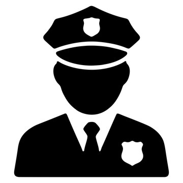 Police Officer Avatar Profile Solid Black Vector Icon