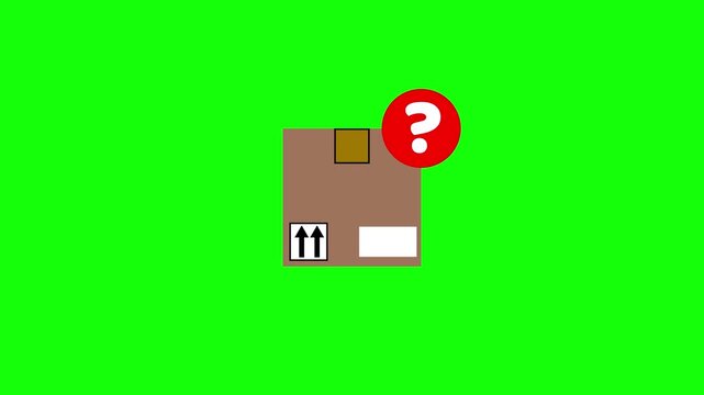 Animation cube with question mark icon for logistics and storage queries on white background. Animated Video 4K