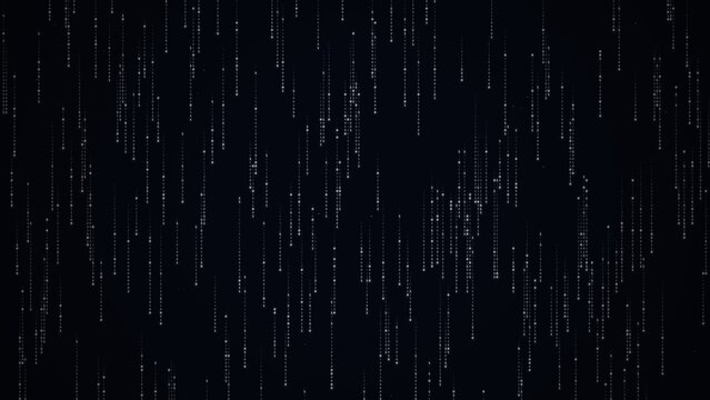 stark white binary code streams cascading vertically down a dark digital background representing computer programming and cybersecurity concepts