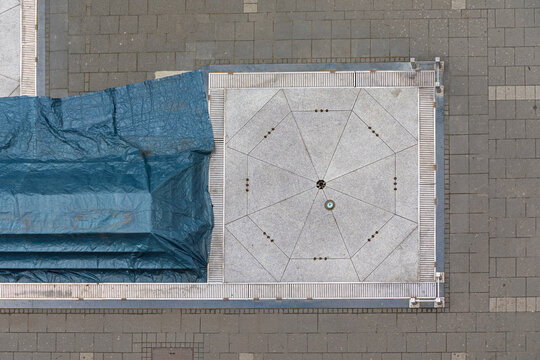 Aerial View of Water Fountain at City Square in Novi Sad Serbia
