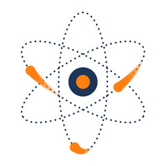 Atom with dotted orbits and comet tail electrons © Juthy