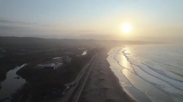 aerial view pangandaran beach west java indonesia