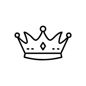Black outline crown icon. minimal linear style of royal authority.