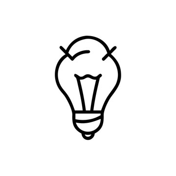 Light bulb outline with filament inside, creative idea concept icon.