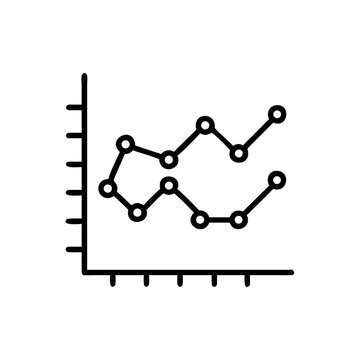 Line graph with two data lines and points, showing trend.