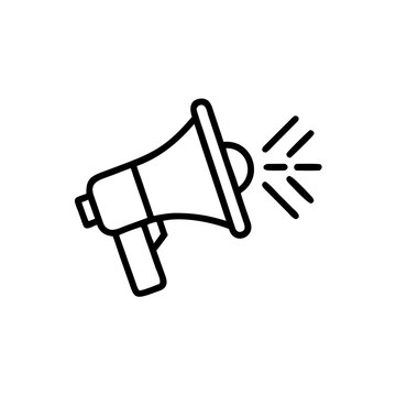 Megaphone icon emitting sound waves, concept for announcement.
