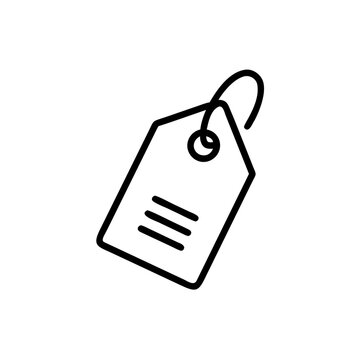 Minimalist price tag vector icon illustration in black on transparent.