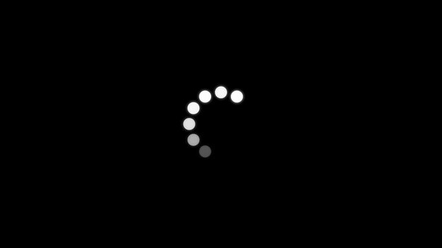 Animated circular loading mark with black background and no background 4k animation 

