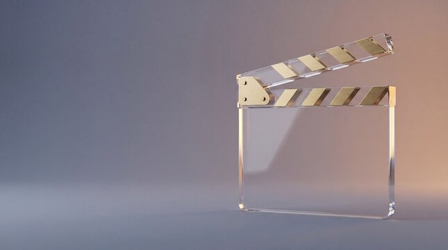 Commercial 3D e-commerce sale promotion banner with acrylic director clapperboard and space for text