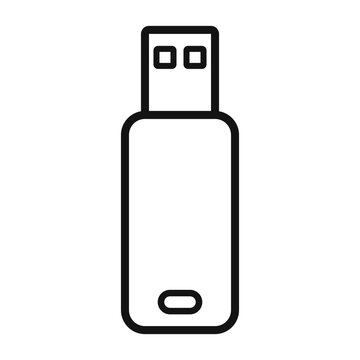 USB flash drive line art icon, minimal outline memory stick