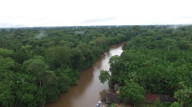 Natural landscape of Combu Island on Guama River in Belem, Para, Amazon, Brazil