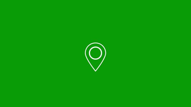 location pin map marker icon with circular center on clean green background, minimal navigation symbol for GPS, address, travel, mapping, web interface and location .