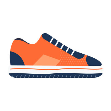 Orange and navy running shoe flat illustration with mesh upper
