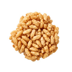 Fototapeta premium Puffed rice cereal ball snack isolated sweet crunchy organic delicious treat macro photography cutout on transparent background