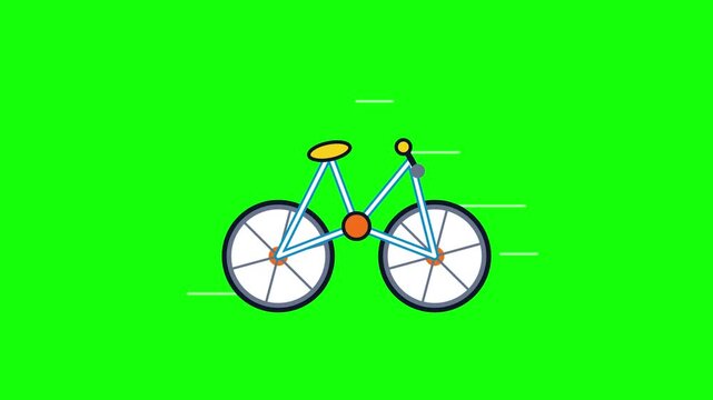 Animated bicycle riding on green screen background loop motion graphics