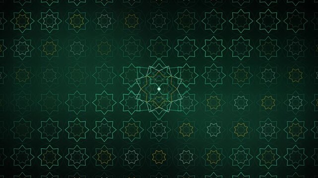 Emerald Islamic Star Grid Seamless Loop 4K Animated Geometric Pattern