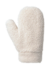 Front view of fluffy faux fur winter mitten © Coprid