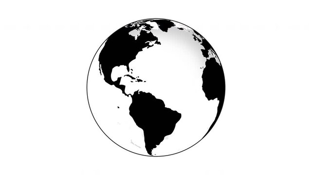 Simple flat animation of abstract black planet Earth isolated on a white background. Suitable for educational, business, modern explainers, digital concept or infographics