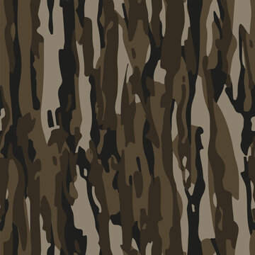 Woodland Tree Bark Camouflage Vector Tile | Seamless Deep Woods Camo Swatch for Hydro-Dipping and Hunting Apparel