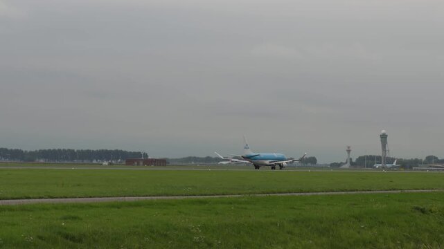 Klm Airplane landing at Schiphol Airport. Amsterdam, The Netherlands. September 11, 2026.